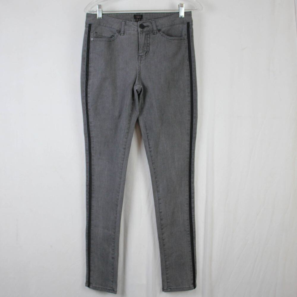 GILI Got It Love It Gray Tuxedo Stripe Skinny Denim Jeans Size 6